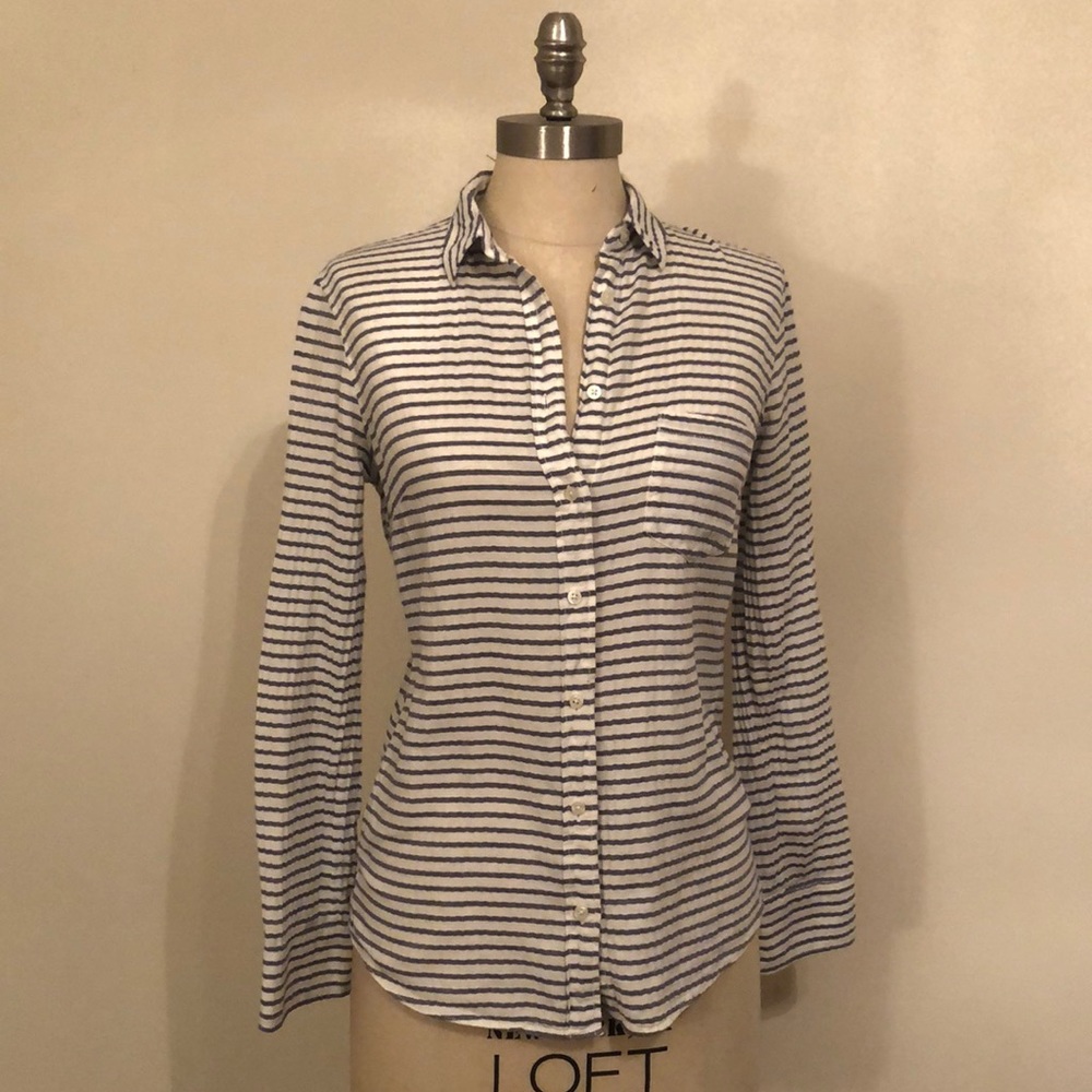 J. Crew The Perfect Shirt Striped Button Down Tee